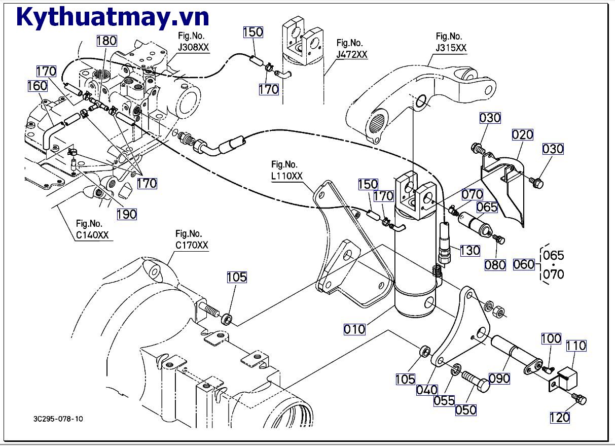 Xilanh hỗ trợ nâng móc 3 điểm  trái ( cũ) 50001 đến 81582